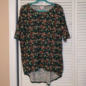 LuLaRoe XS Irma High-Low Tunic in Green Floral